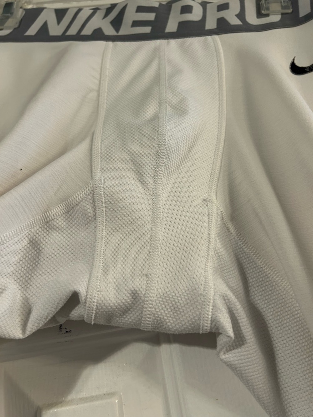 Nike White Compression Leggings with Black Swoosh - Picture 3 of 7